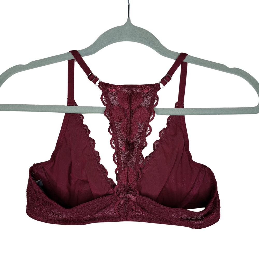 Aerie Happy Lace Floral Racerback Underwire Bralette Red Size 34A Intimates Bra - Picture 11 of 11